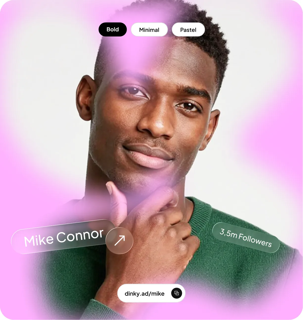 Creator page themes: bold, minimal, pastel
