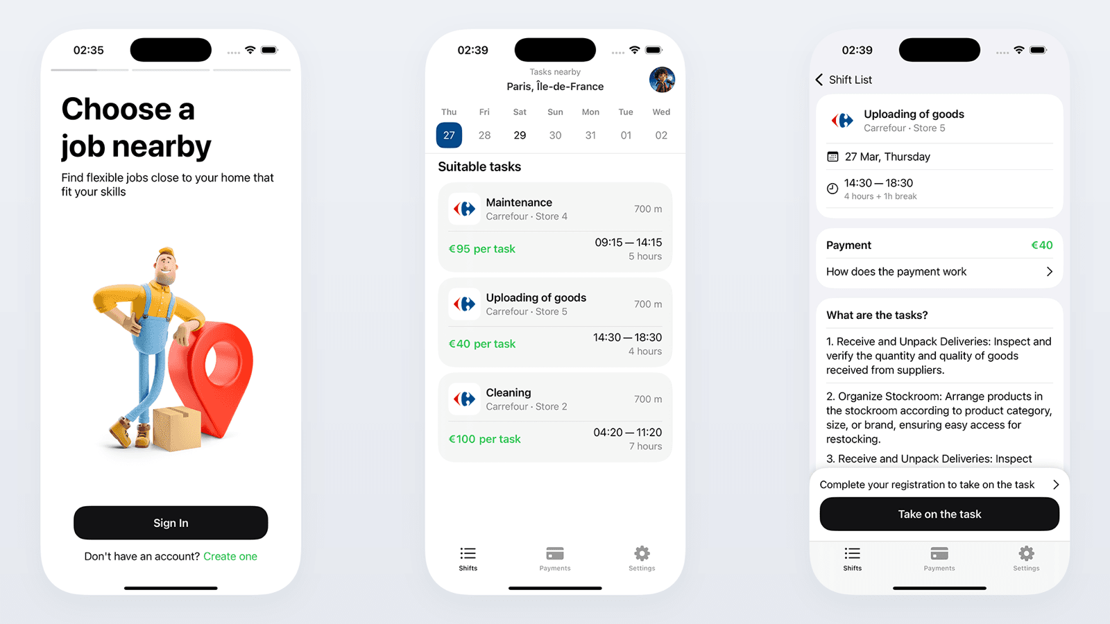 JUBÉR iOS app screens